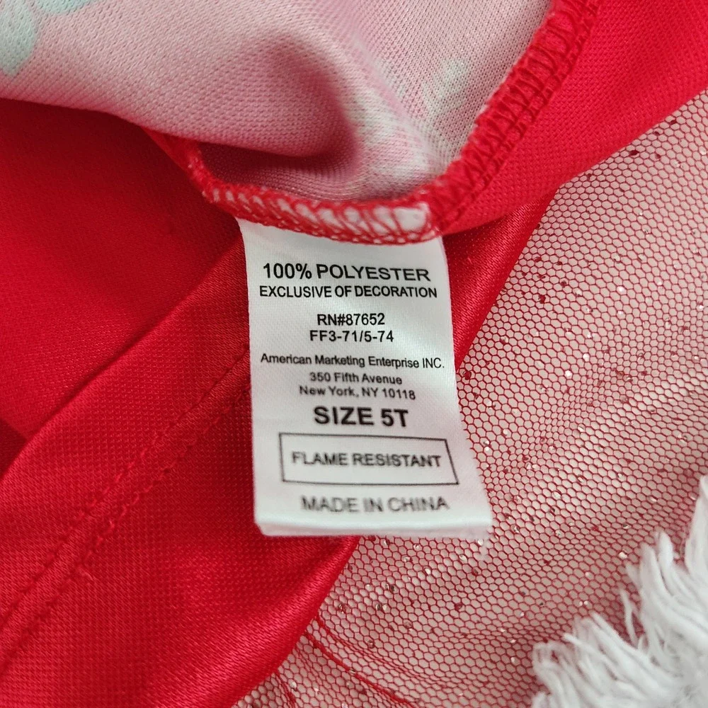 Disney Princess Girls size 5T Red Snowflake Holiday dress Faux Fur Trim - Picture 6 of 10